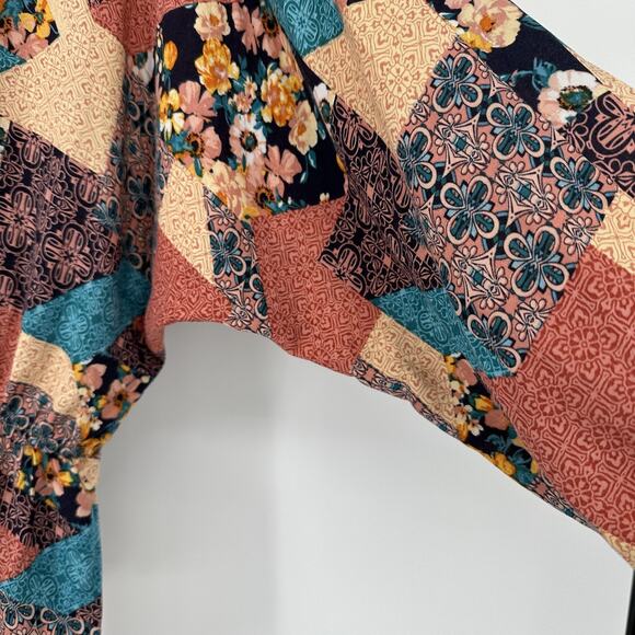 Andree By Unit Blouse Womens Medium Multicolor Patchwork Boho Peasant Top Floral - Picture 4 of 10
